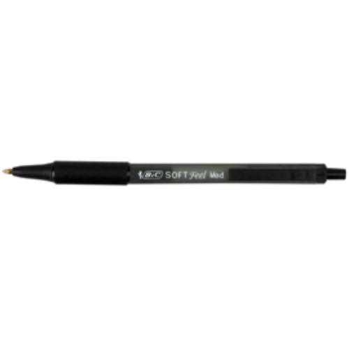 BIC SOFTFEEL CLIC PENNA A SFERA INCHIOSTRO NERO PUNTA MEDIA COLORE FUSTO NERO CONF. 12 Pz.